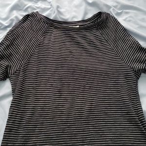 Ann Taylor Loft Navy Stripe Cold Shoulder Top XXS